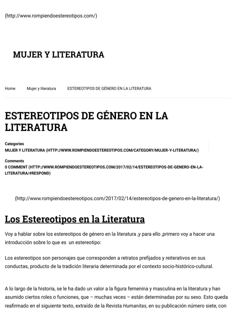 Estereotipos de Género en la Literatura | PDF | Estereotipos | Renacimiento