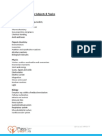 Assumed Knowledge Subjects & Topics: Physical Chemistry