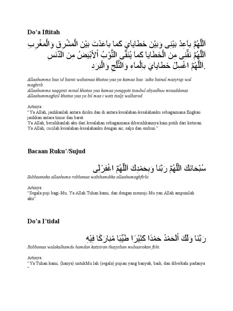 Doa Iftitah Dalam Sholat Muhammadiyah