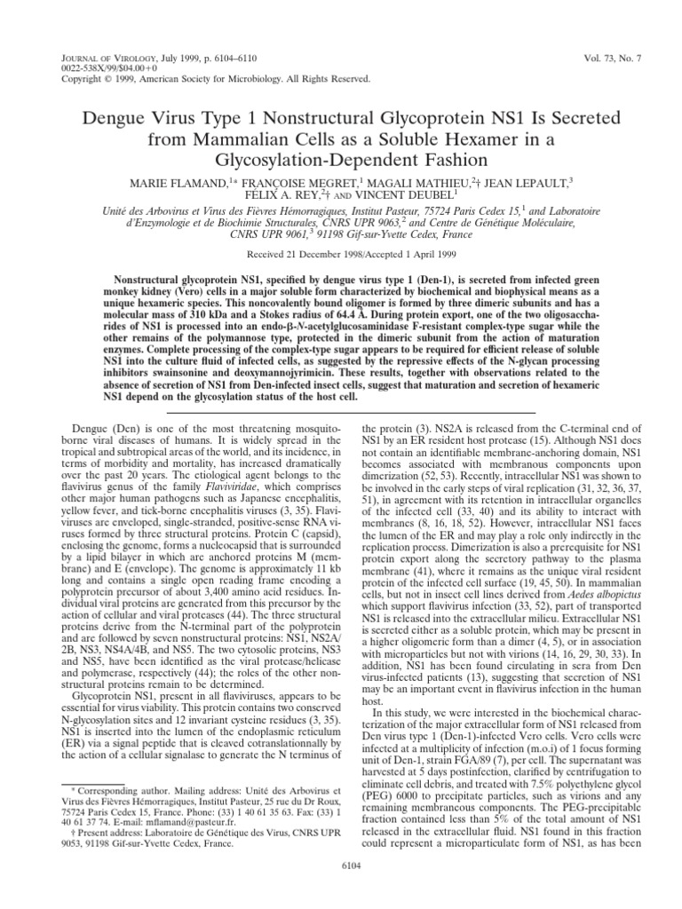 Dengue Ns1 Secreted Form | PDF | Protein Purification | Virus