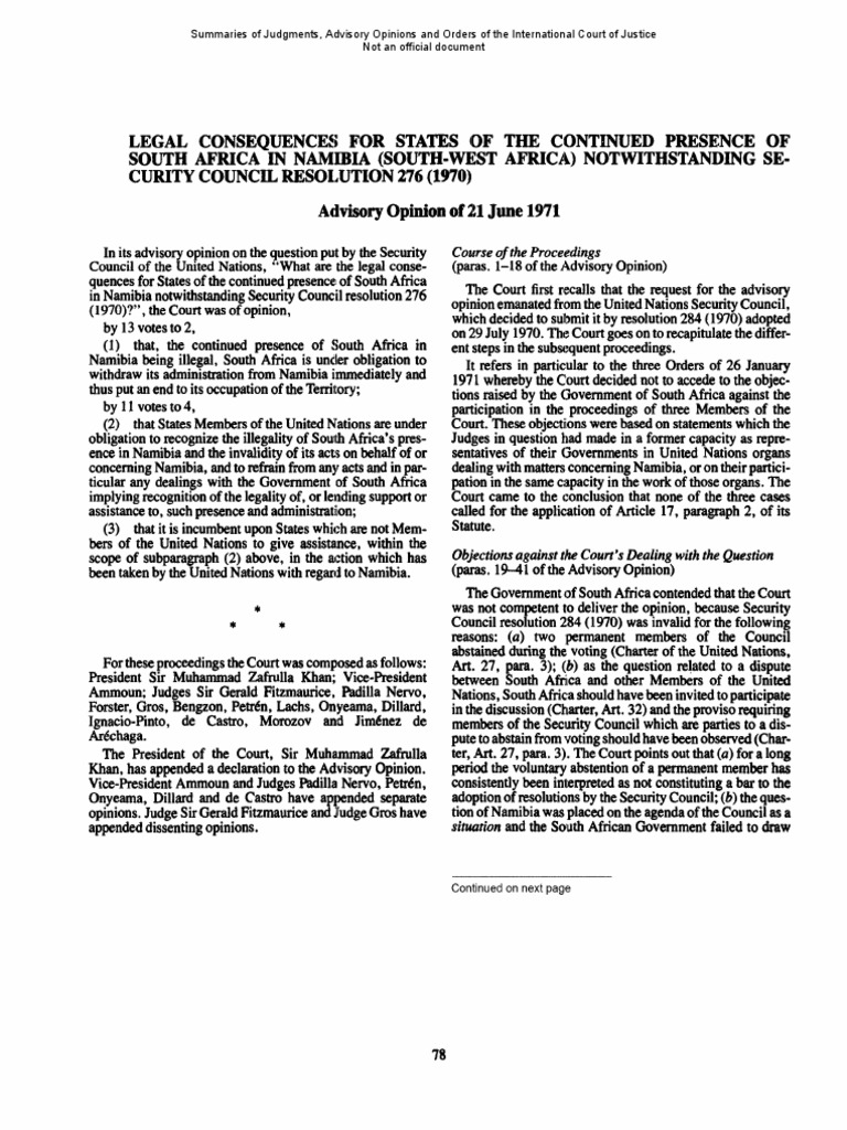 Namibia PDF | PDF | Treaty | Advisory Opinion