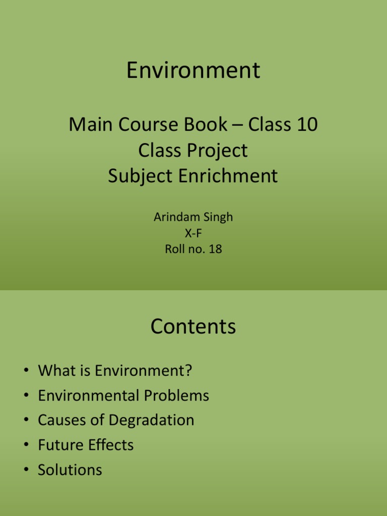 Environmental Issues and Solutions Class 10 | PDF