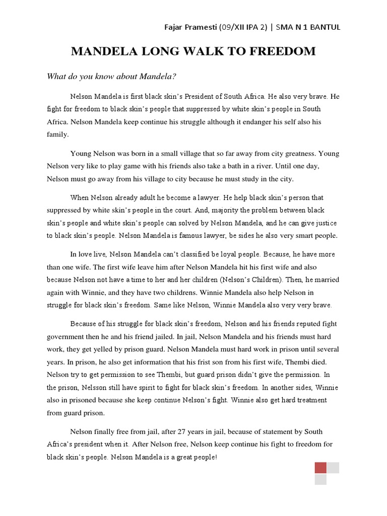 Mandela Long Walk To Freedom PDF Nelson Mandela Prison