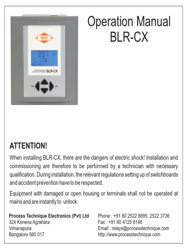 Operation Manual BLR-CX: Attention! | PDF | Capacitor | Electrical ...