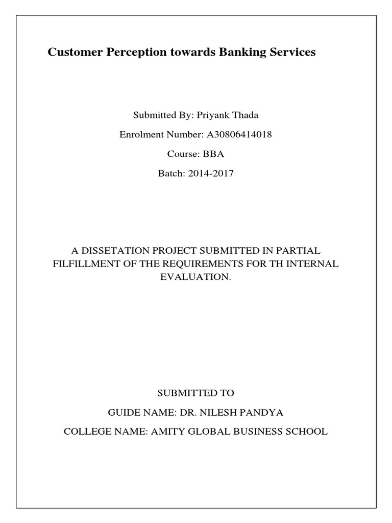 Customer Perception Towards Banking Services | PDF | Reserve Bank Of ...