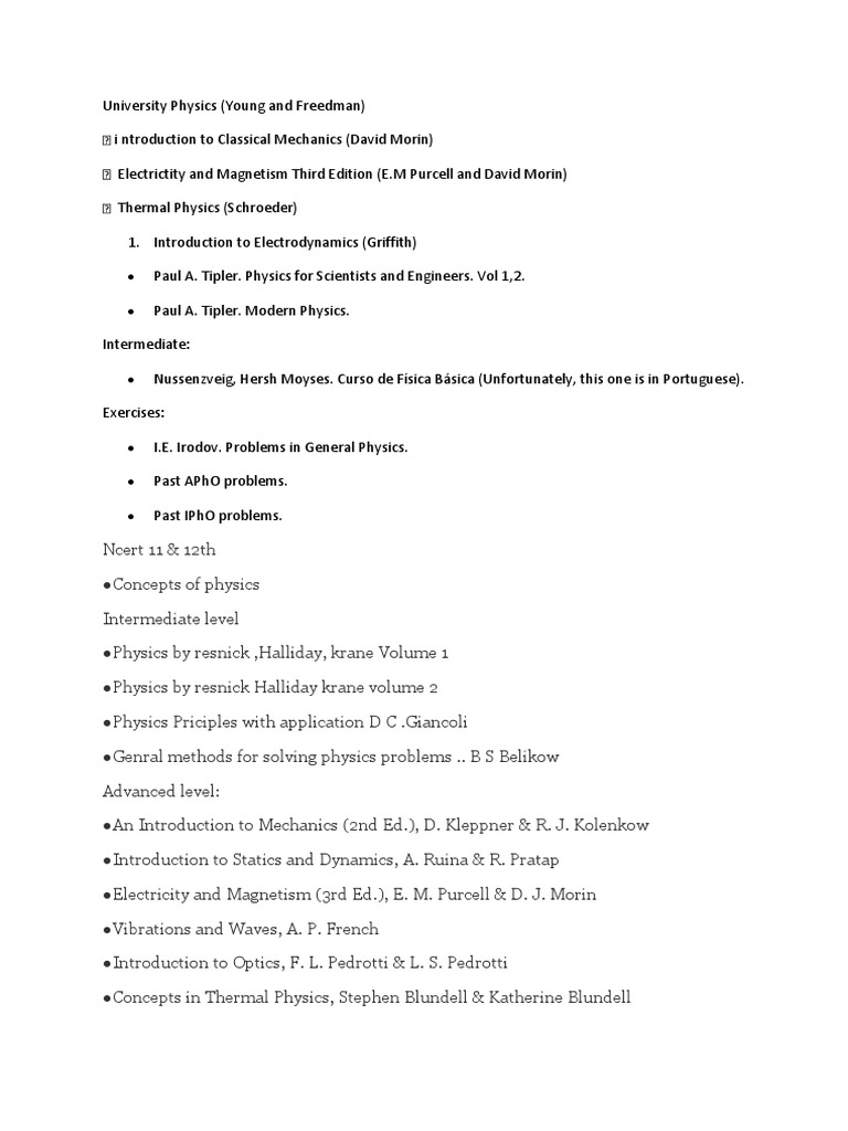 Best Physics Books for INPHO Prep | PDF | Physics | Teaching Mathematics