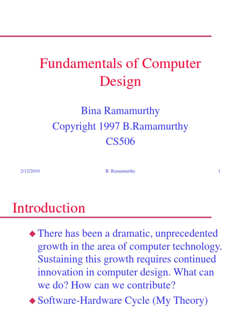Fundamentals of Computer Design: Bina Ramamurthy CS506 | PDF | Central ...