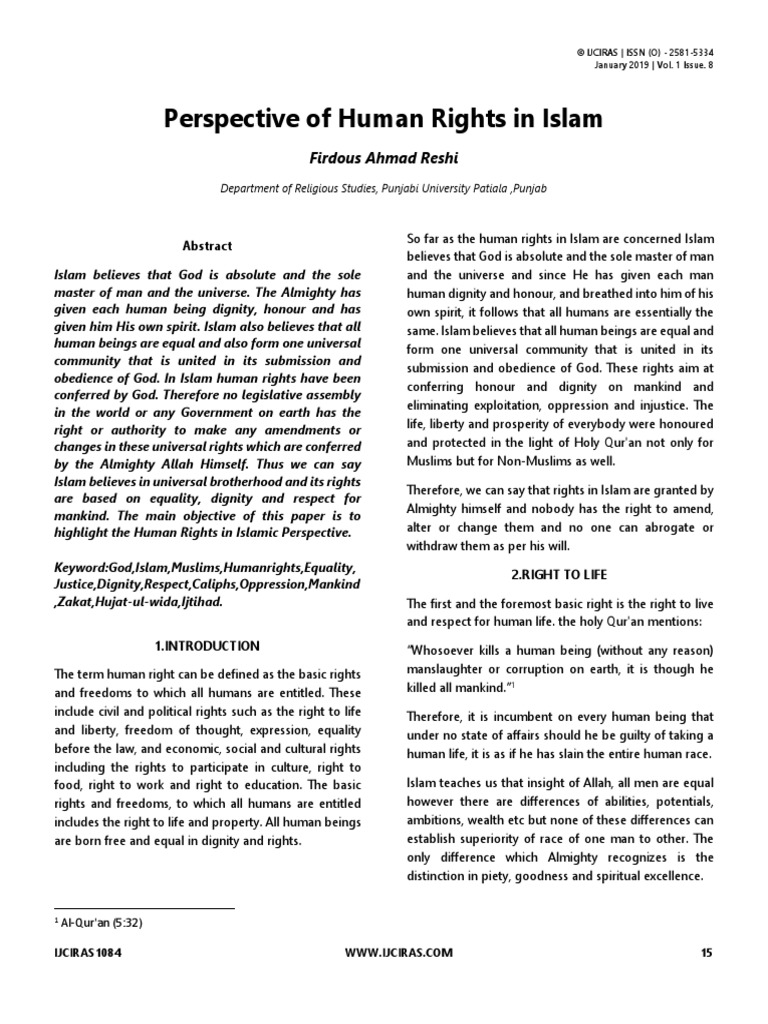 Perspective of Human Rights in Islam | PDF | Quran | Islam