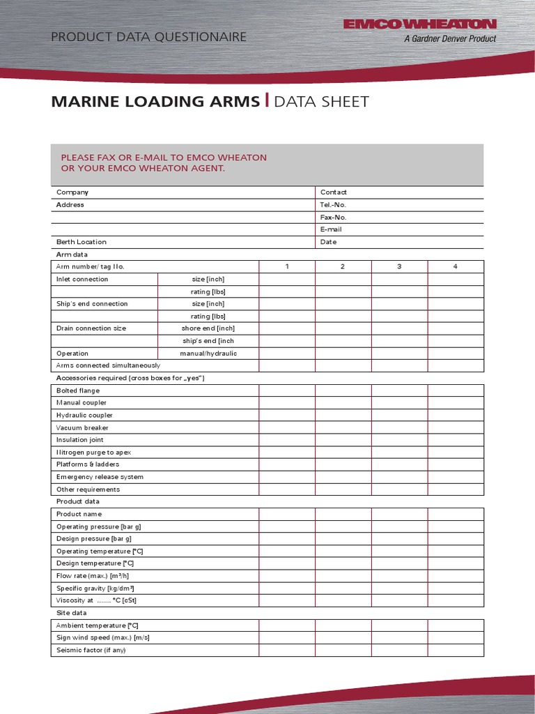 Marine Loading Arms: Data Sheet | PDF | Ships | Nature