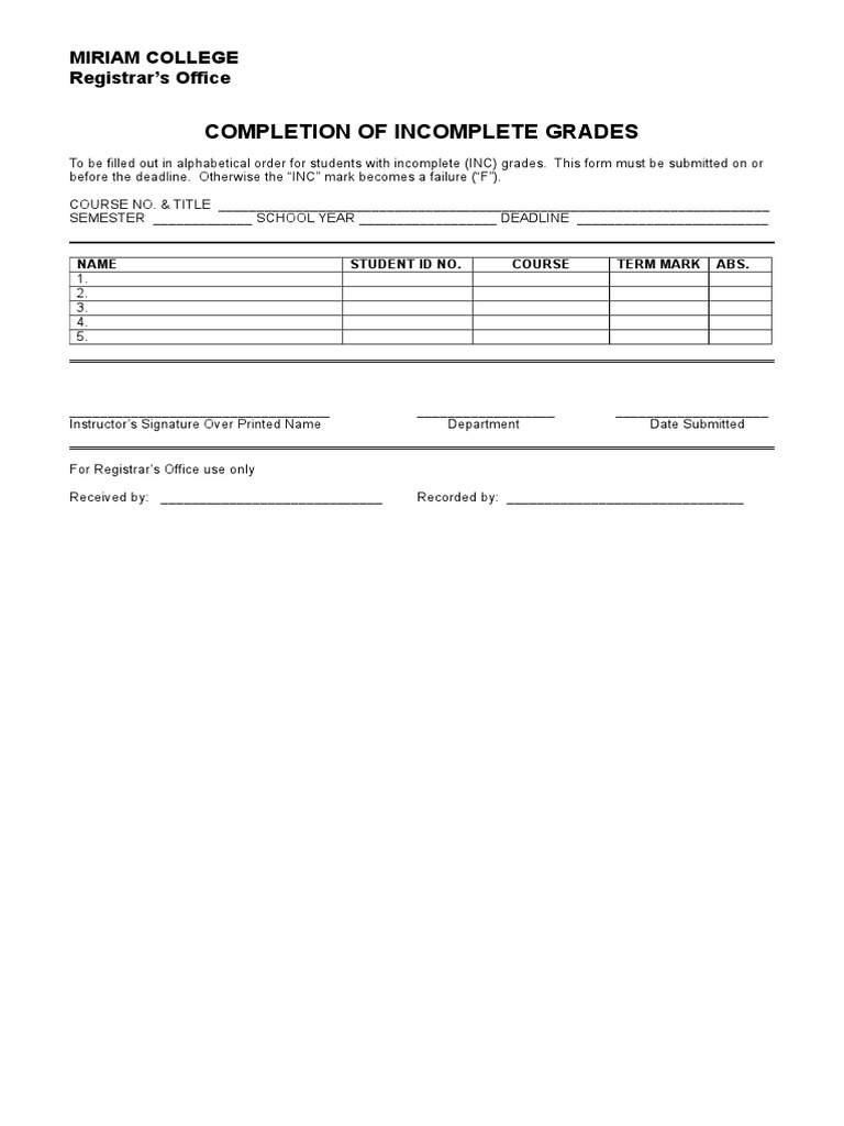Completion Form | PDF