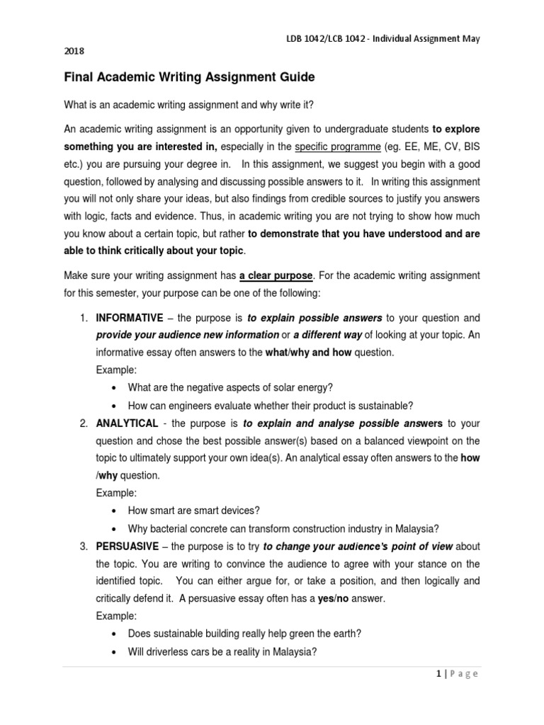 academic writing assignment