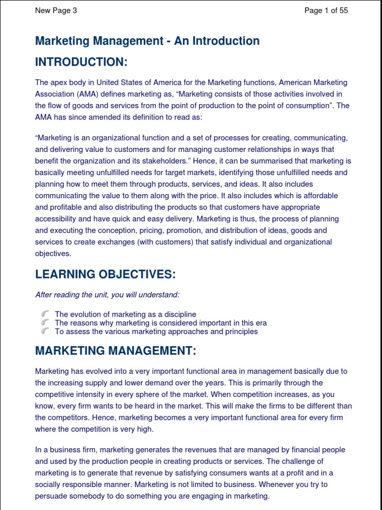 Introduction to Marketing Management | PDF | Sales | Marketing