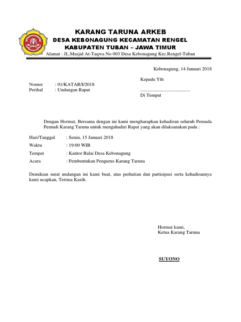 8200 Koleksi Contoh Undangan Rapat Karang Taruna Bahasa Jawa Terbaik