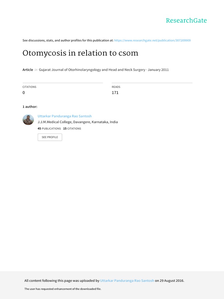 Otomycosis in CSOM Patients Effectively Treated with Clotrimazole Ear