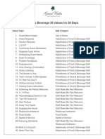 30 Food & Beverage Values for Guest Satisfaction