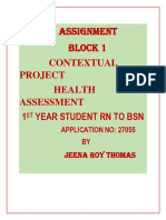 Assignment Block 1 Contextual: Project Health Assessment 1 Year Student RN To BSN