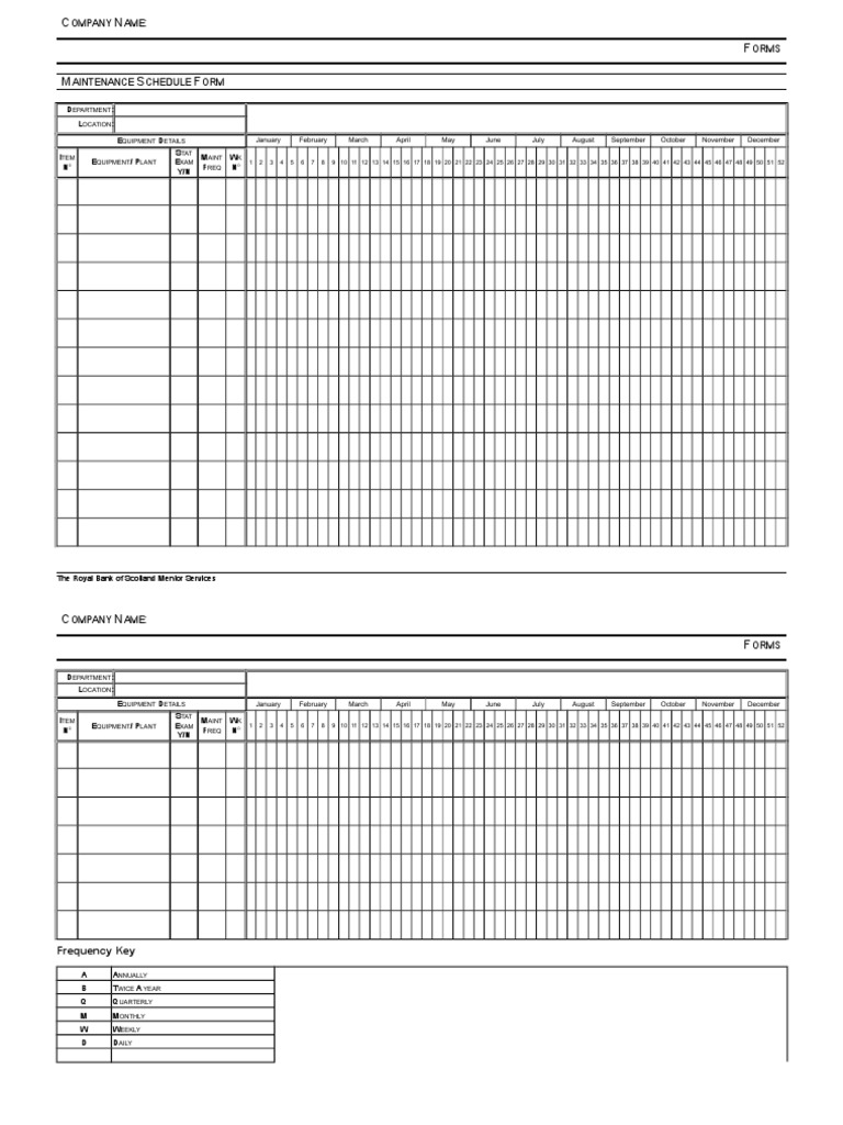 Equipment Maintenance Schedule Form | PDF