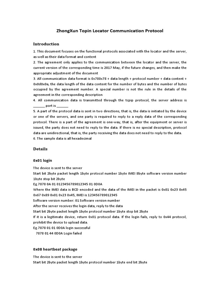 GT07 GPS Tracker Protocol Overview | PDF | Bit | Global Positioning System