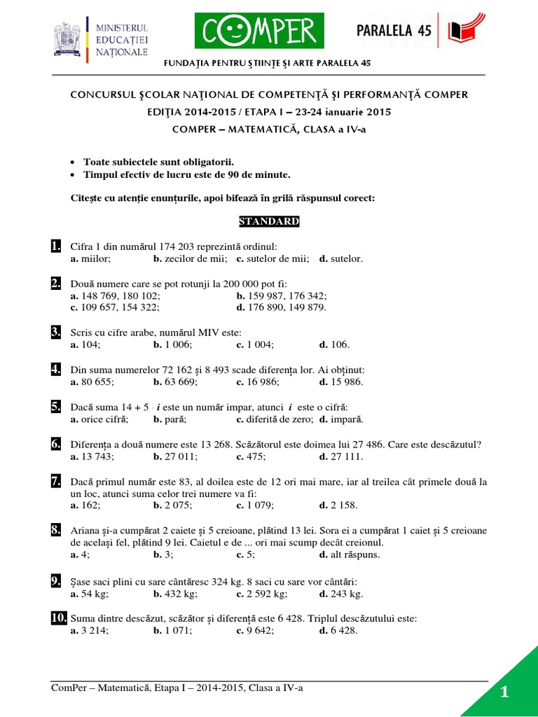 Comper Mate Cls IV (2014-2015) | PDF