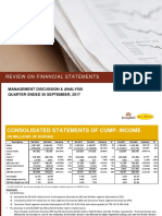 Review On Financial Statements: Management Discussion & Analysis Quarter Ended 30 September, 2017