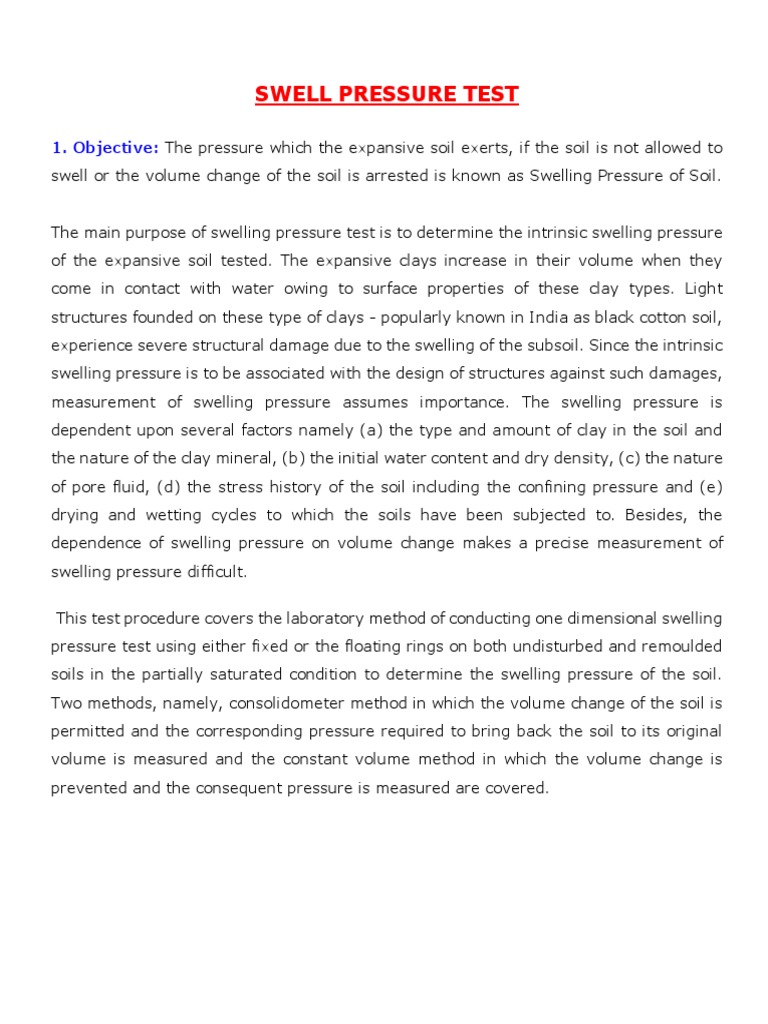 Determining Intrinsic Swelling Pressure of Expansive Soils Through