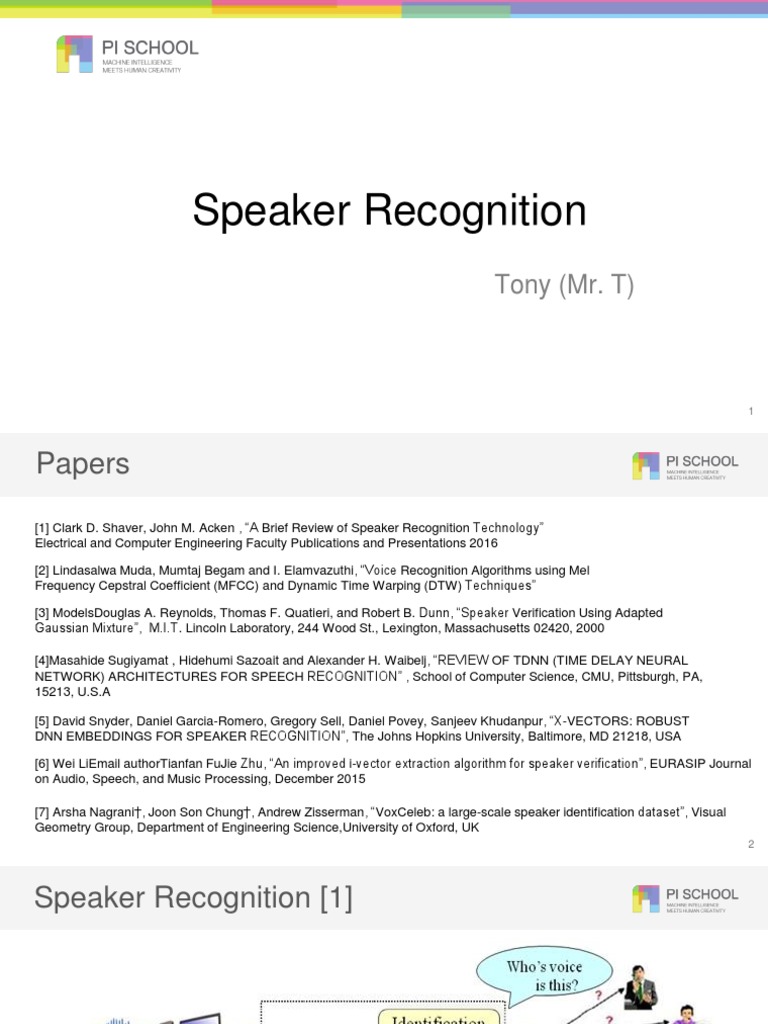 Overview of Speaker Recognition Techniques | PDF | Speech Recognition ...