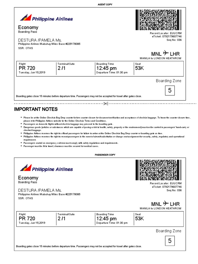 Philippine Airlines - Tuesday Jan 15, 2019 - EUUCRM - PAMELA DESTURA ...
