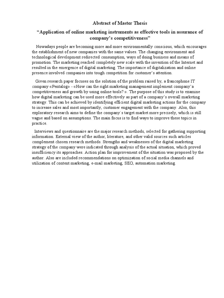 Abstract of Master Thesis | PDF