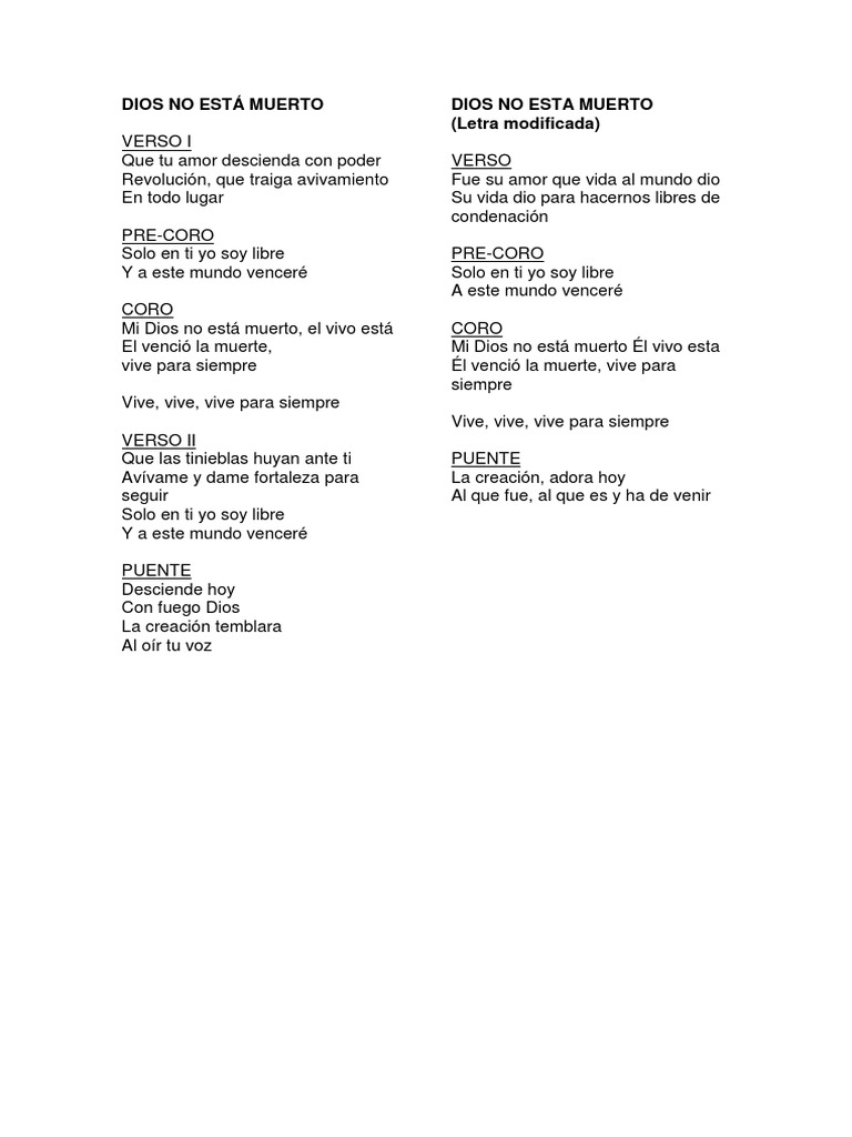 Dios no está muerto canción | PDF