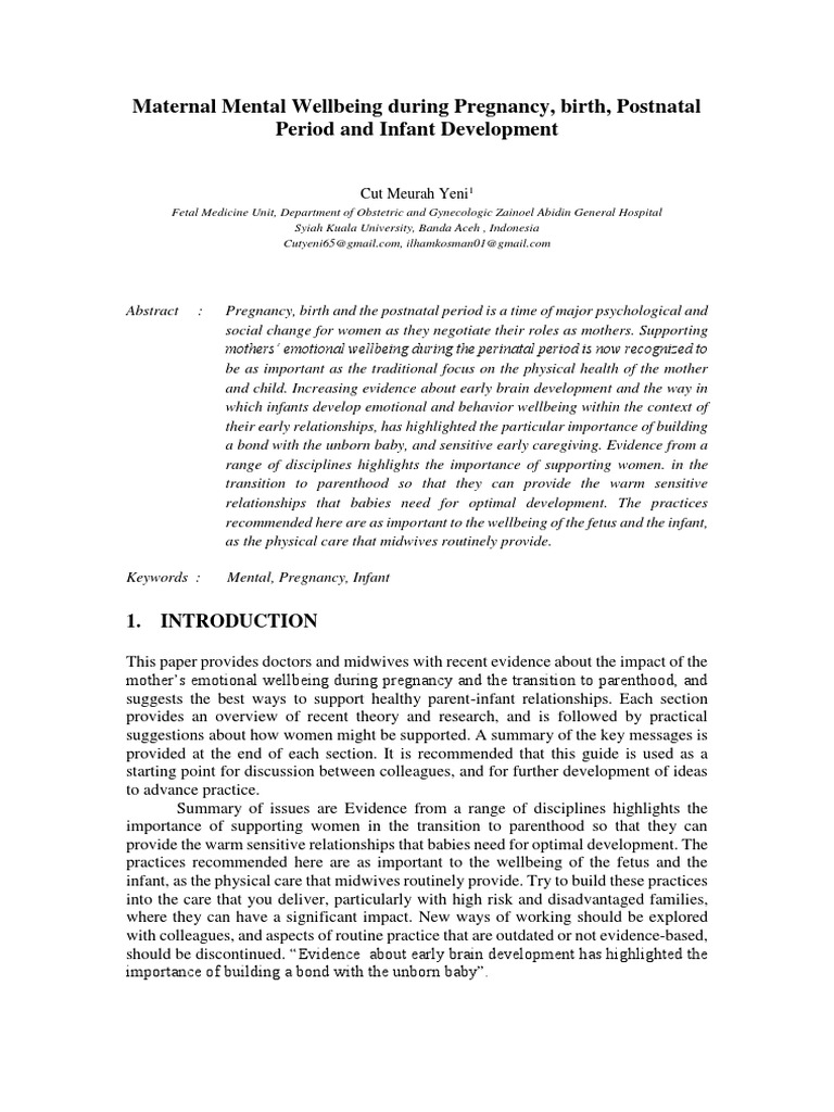 Maternal Mental Wellbeing During Pregnancy | PDF | Childbirth | Infants