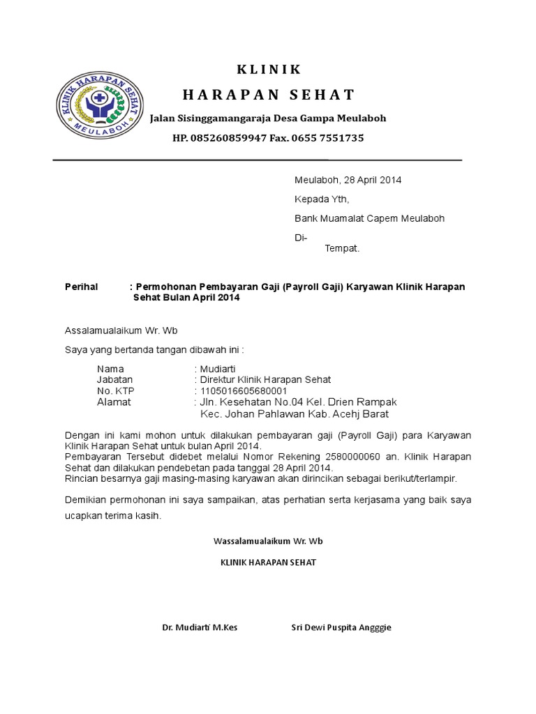 Surat Payroll Bulan Maret