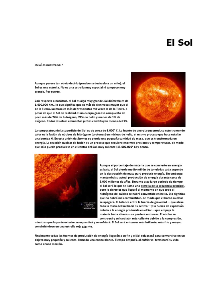 Articulo de Divulgacion Cientifica Sobre El Sol | Dom | Helio