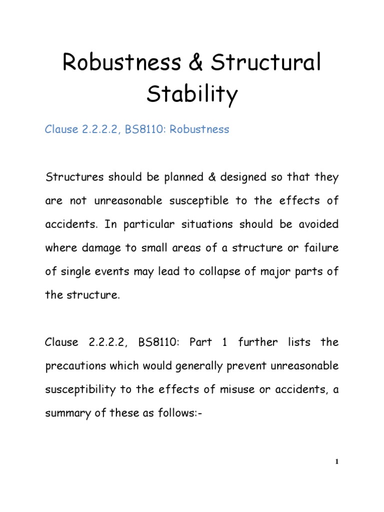 Structural Robustness and Stability Guidelines | PDF | Beam (Structure ...