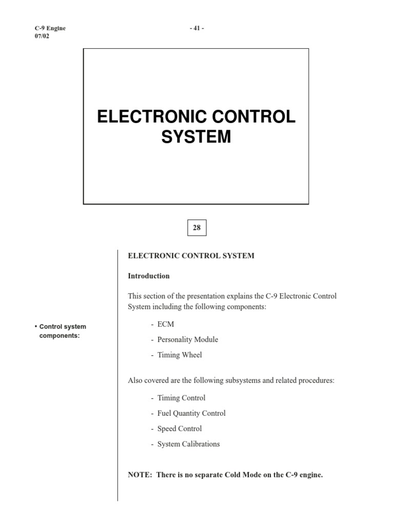 C-9 Engine ECM and Fuel Control Overview | PDF | Fuel Injection ...