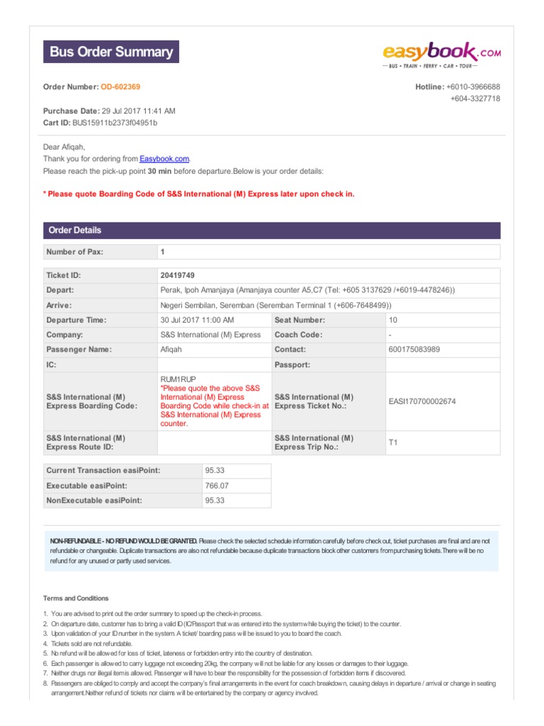 Bus Order Summary | PDF | Bus | Ticket (Admission)