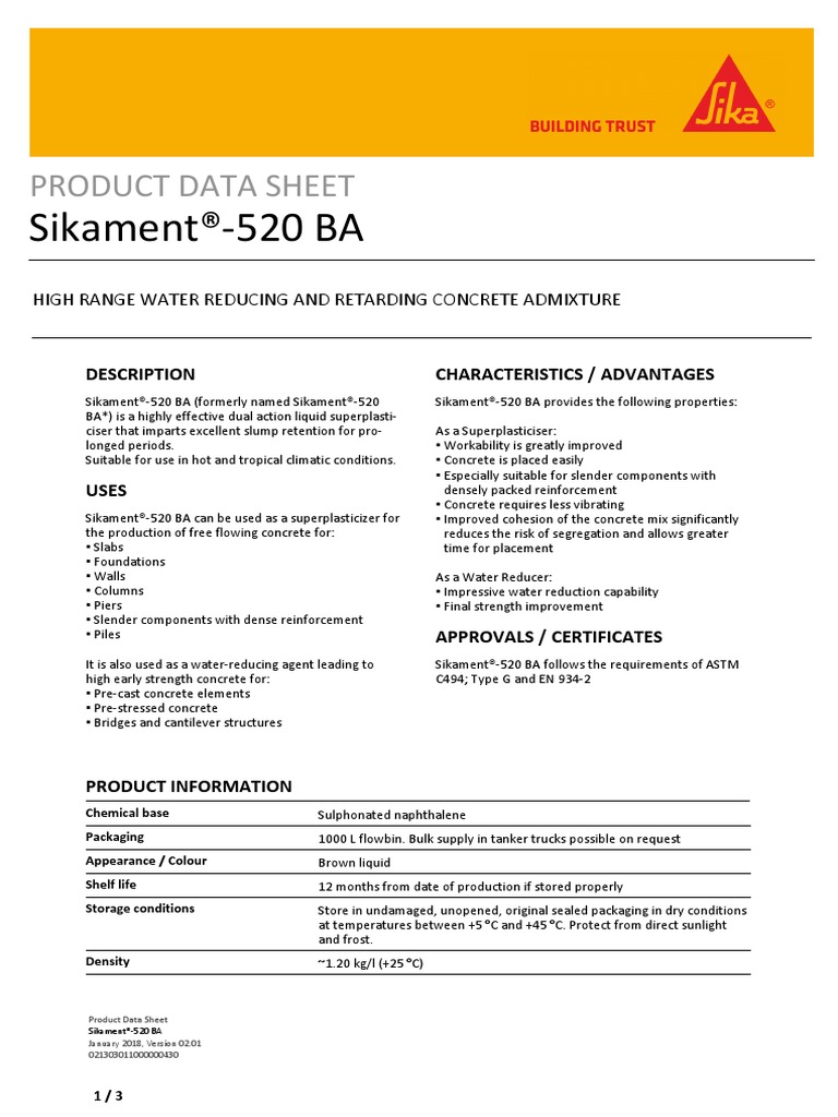 2 - Sikament-520 BA - PDS - GCC - (01-2018) - 2 - 1 | PDF | Composite ...