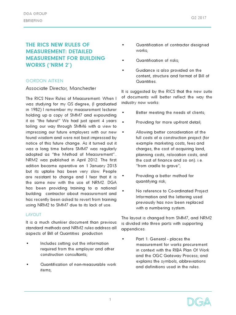 RICS NRM2: Detailed Measurement Guide | PDF | Risk | Pricing