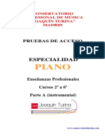Pruebas de Acceso Enseñanzas Profesionales Piano