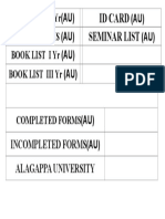 Id Card Seminar List: Book List Ii Yr (Au) (AU) Unpaid Forms (Au) (AU) Book List I Yr (Au) Book List Iii Yr (Au)