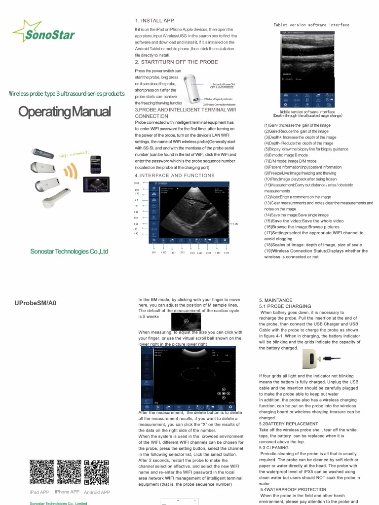 Sonostar Wireless Ultrasound Manual | PDF