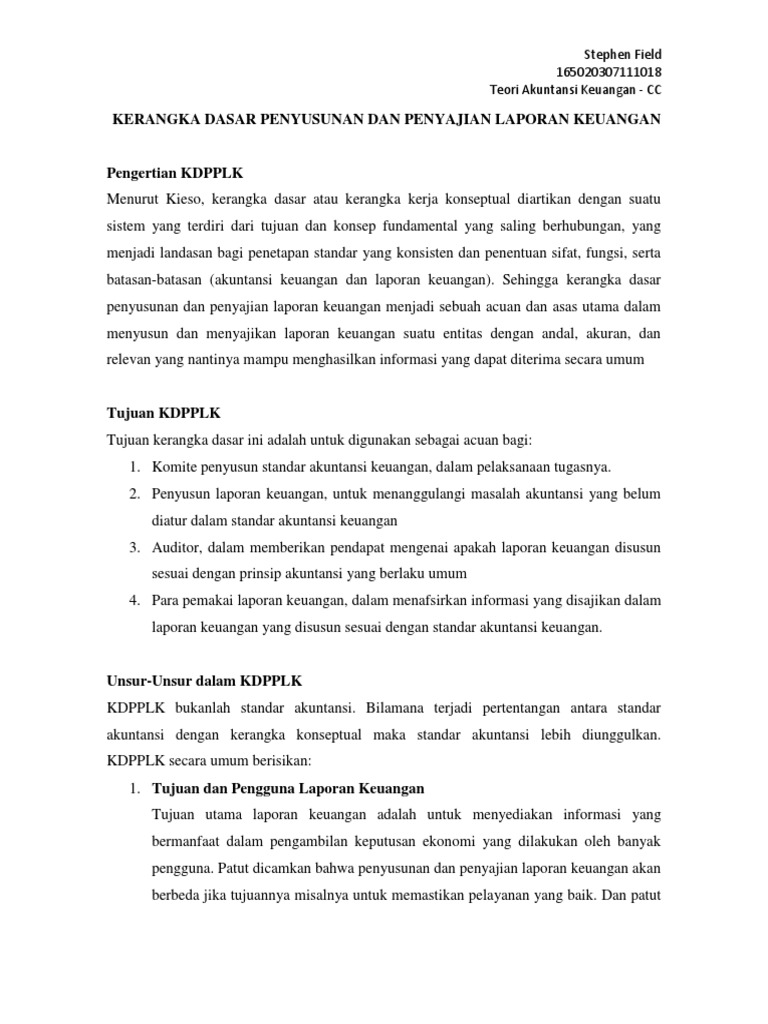 Kerangka Dasar Laporan Keuangan KDPPLK | PDF