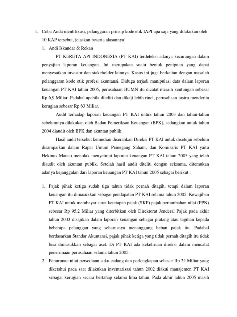 Pelanggaran Etik KAP di Indonesia | PDF | Bisnis