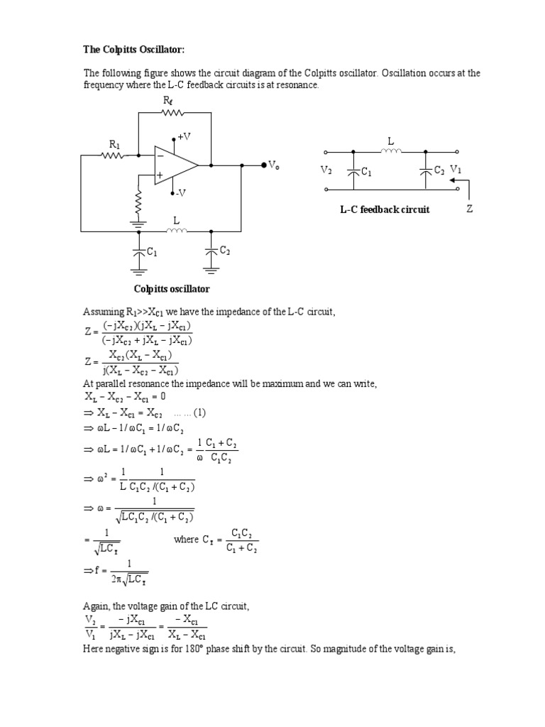 Colpitts Hartley Wein Bridge Oscillator PDF Electronic Oscillator