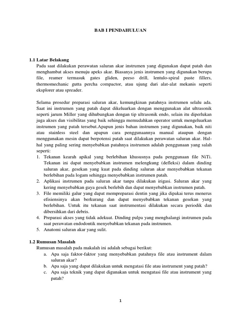 MAKALAH-Manajemen Instrument Atau File Patah Dalam Saluran Akar | PDF