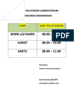 JADWAL PELAYANAN LABORATORIUM