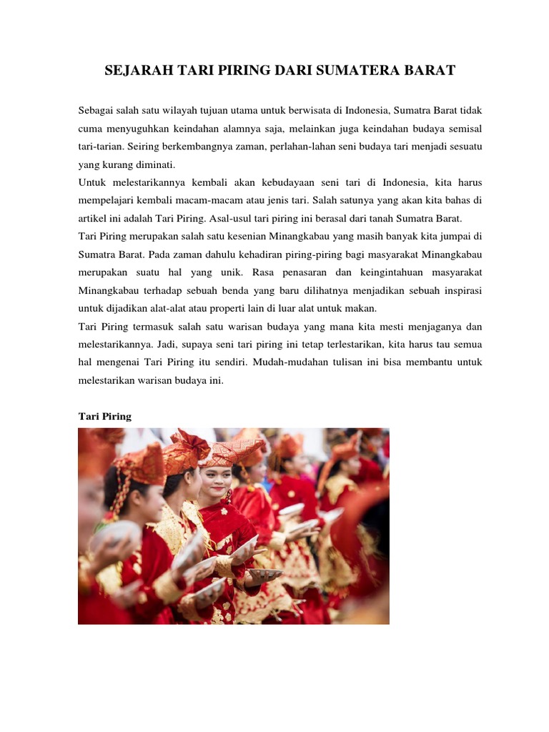 Sejarah Tari Piring Dari Sumatera Barat Disertai Gambar Dan Penjelasan