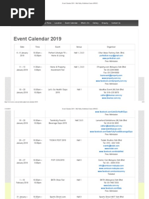 Mid Valley Event Calendar 2019