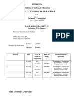 Romanian School Transcript for Andrei-Laurentiu Rale