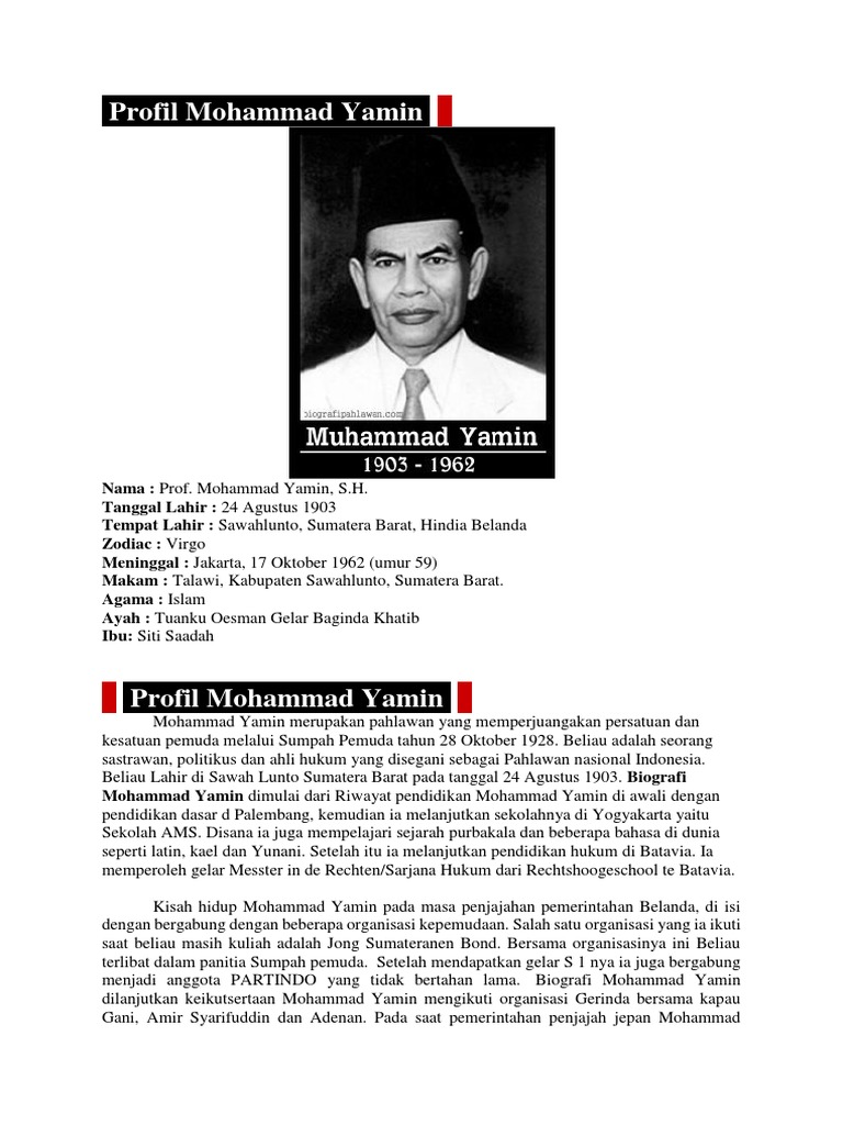 Biografi M Yamin