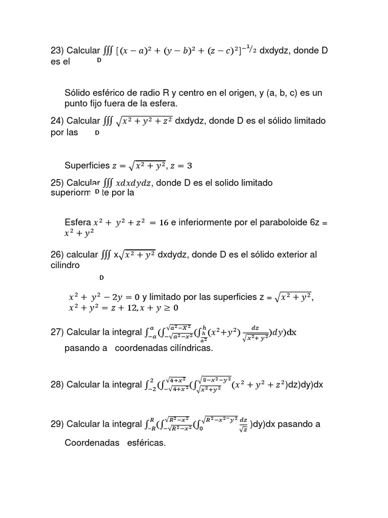 Ejercicicios Calculo 3 Pacci Pdf Esfera Masa